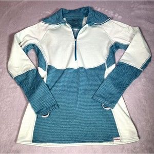 Patagonia Top Womens M Blue Two Tone Capilene 4 Expedition Weight Polartec Base